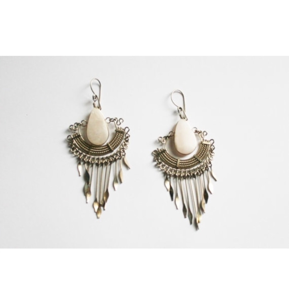 Vintage Silver and Quartz Handmade Earrings